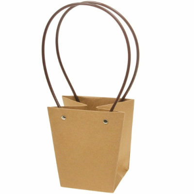 Плайм-пакет для цветов трапеция, 13,5*15,5 см, цвет крафт/чёрный